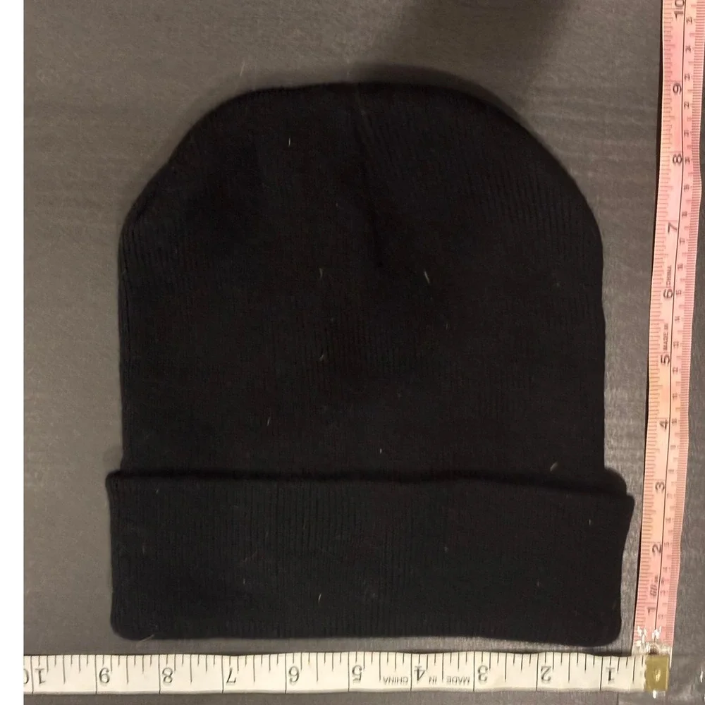 The North Face Black Knit Beanie White Logo Cuffed Winter Hat  OS